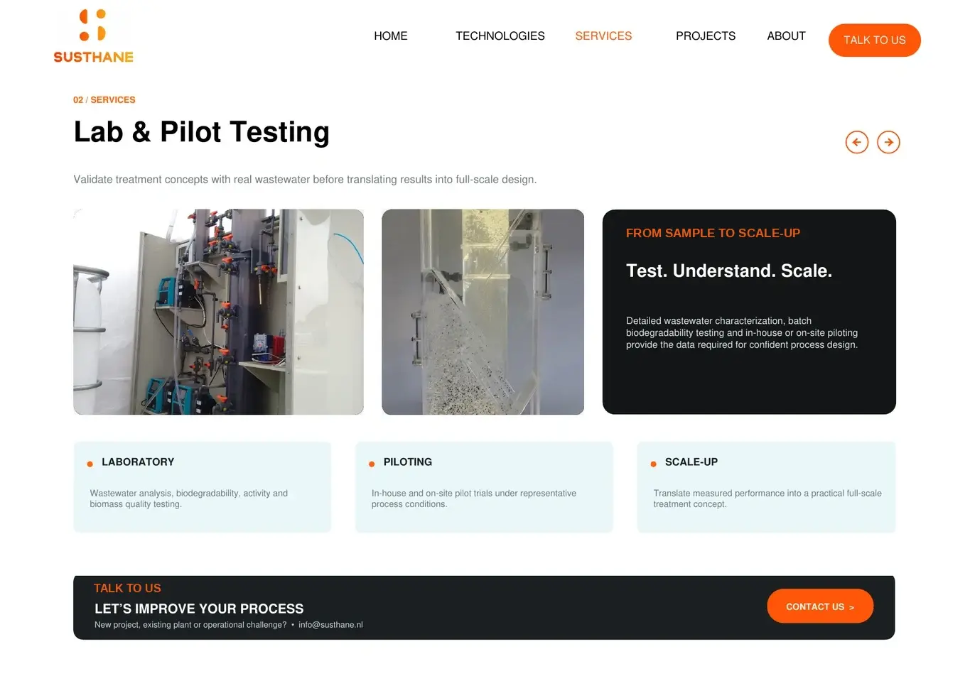 Lab & Pilot Testing - SusThane industrial wastewater and biogas technology